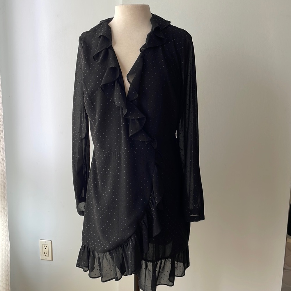 All Saints wrap around black dress. Size L